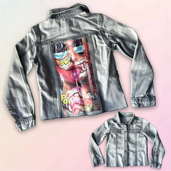 Vintage Youth, Custom, Pop Art, Distressed Fitted Jean Jacket - Picture 16 of 16